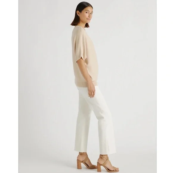 Quince Heather Oatmeal Lightweight Cotton Cashmere Link-Stitch Dolman Sweater XL - Picture 3 of 16